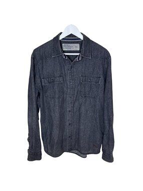 Levis Men's Black Denim Long Sleeve Button Up Shirt, Size Large